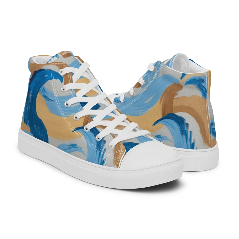 Ochre Swell on Men's High Top Canvas Shoes — Right
