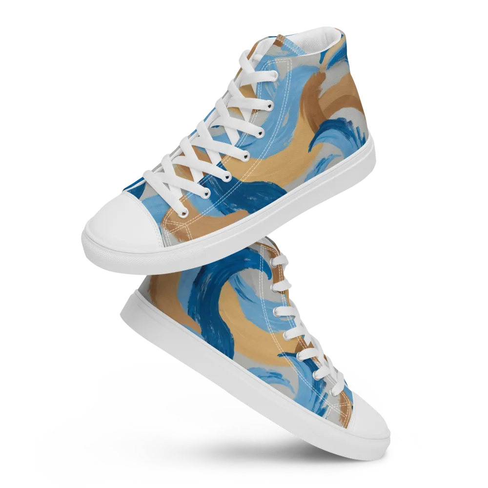 Ochre Swell on Men's High Top Canvas Shoes — Front
