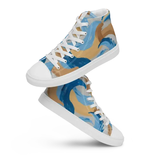 Ochre Swell on a Men's High Top Canvas Shoes