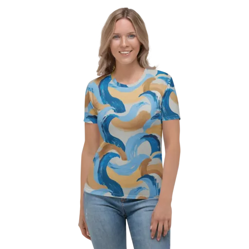 Ochre Swell on a Women's Crew Neck T-Shirt