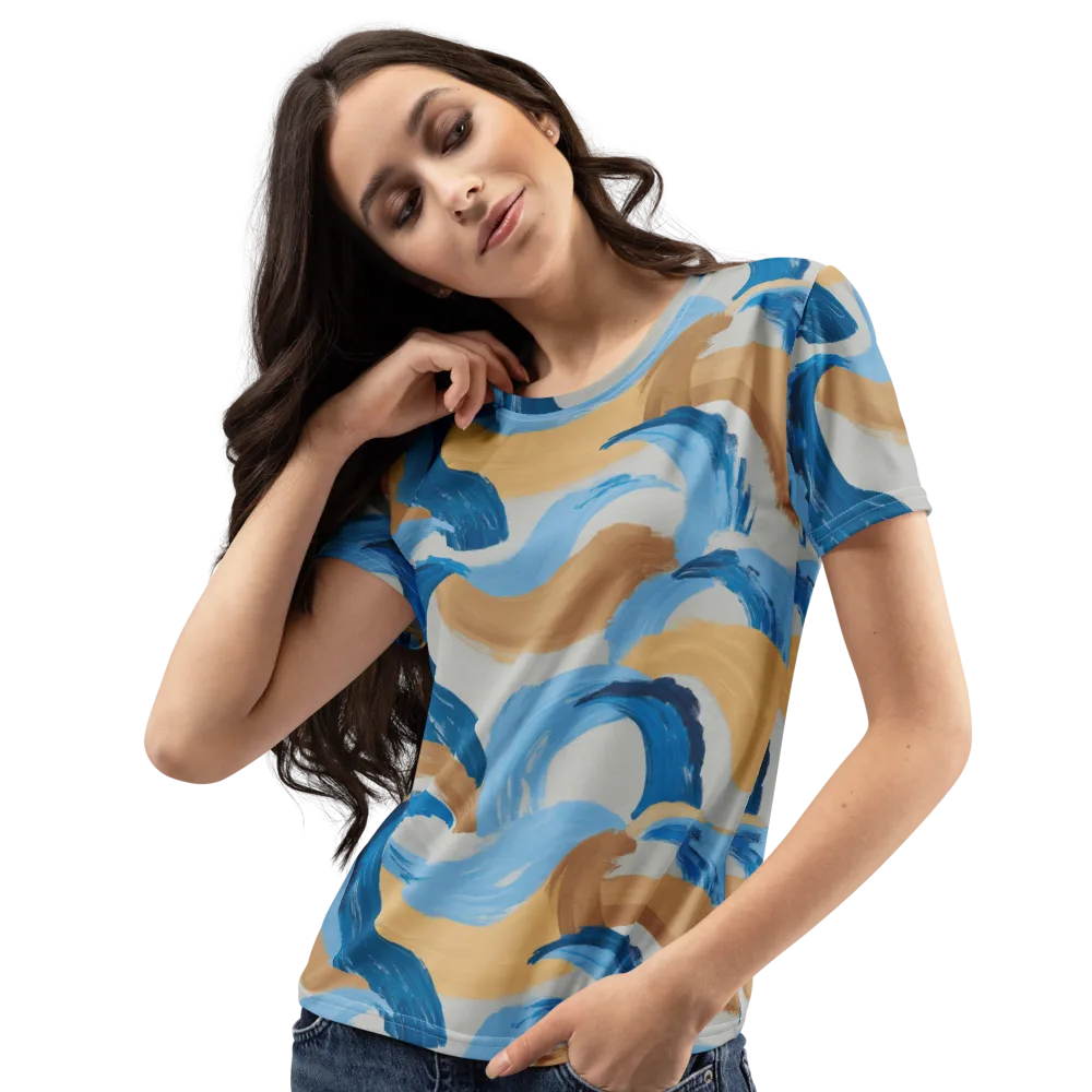 Ochre Swell on Women's Crew Neck T-Shirt — Left Front