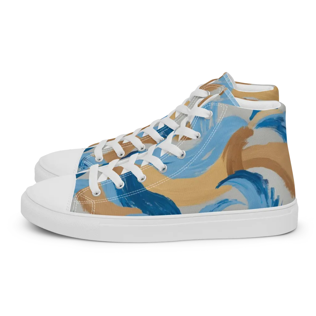 Ochre Swell on Women's High Top Canvas Shoes — Left