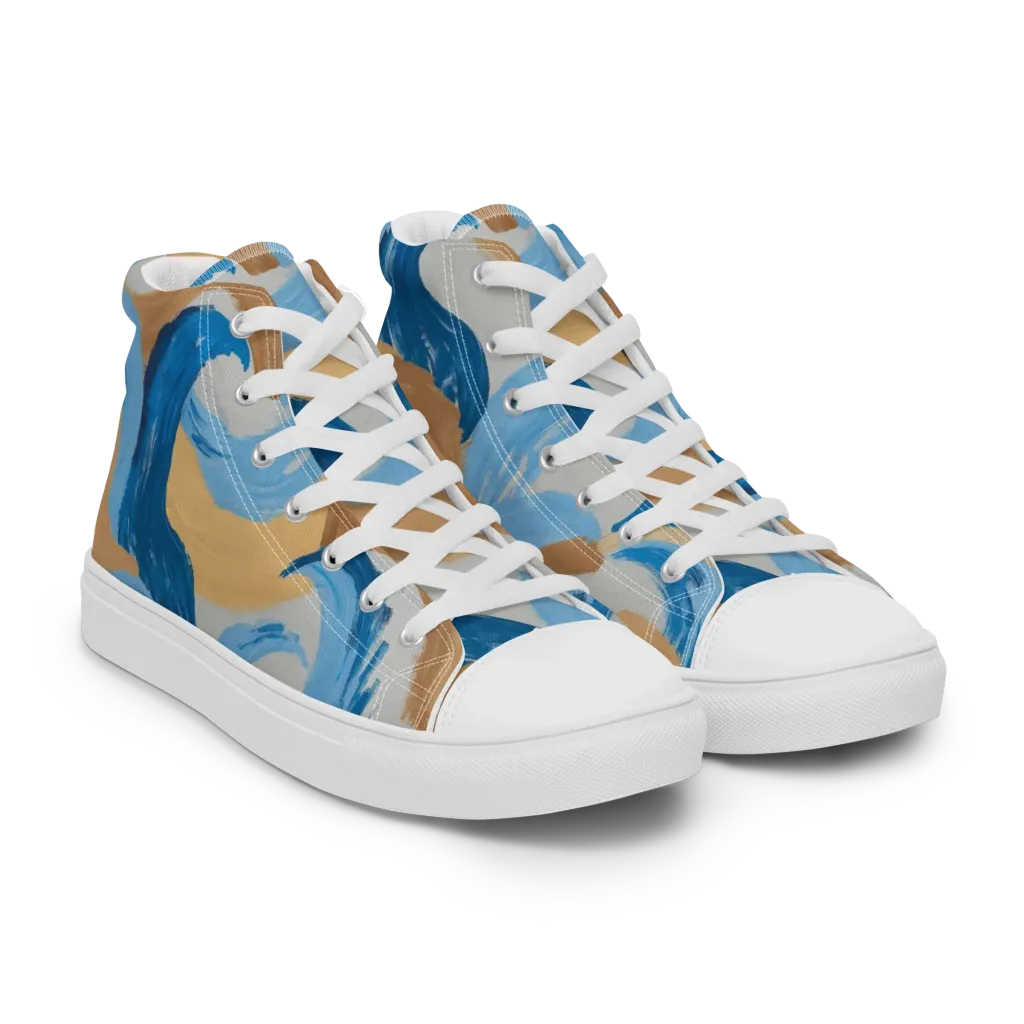 Ochre Swell on Women's High Top Canvas Shoes — Right Front