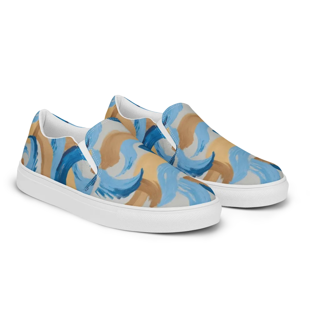 Ochre Swell on Men's Slip-On Canvas Shoes — Right Front