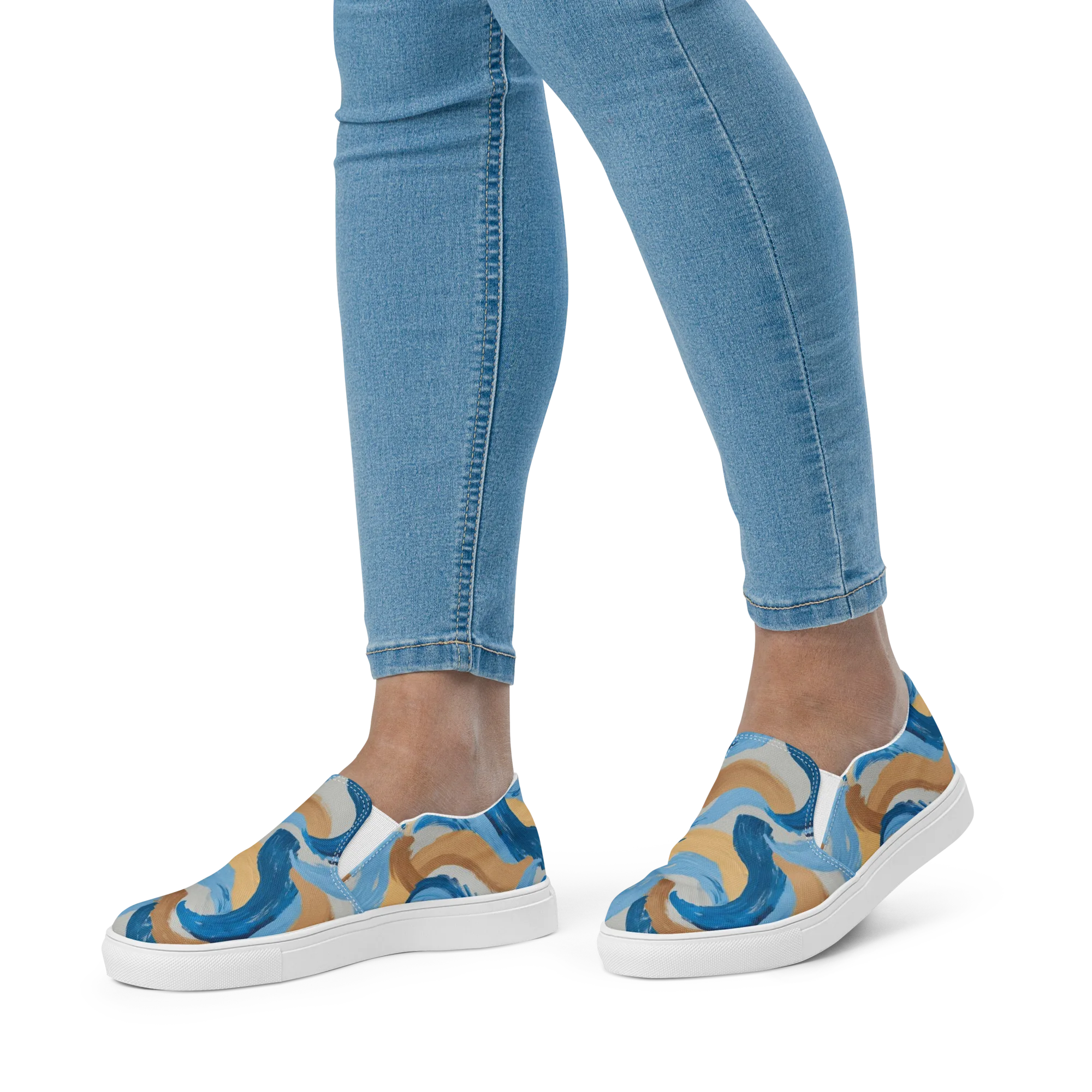 Ochre Swell on Women's Slip-On Canvas Shoes — Front