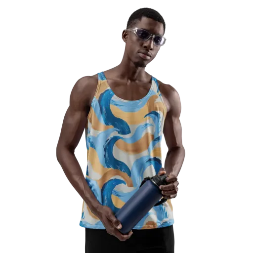 Ochre Swell on a Men's Tank Top