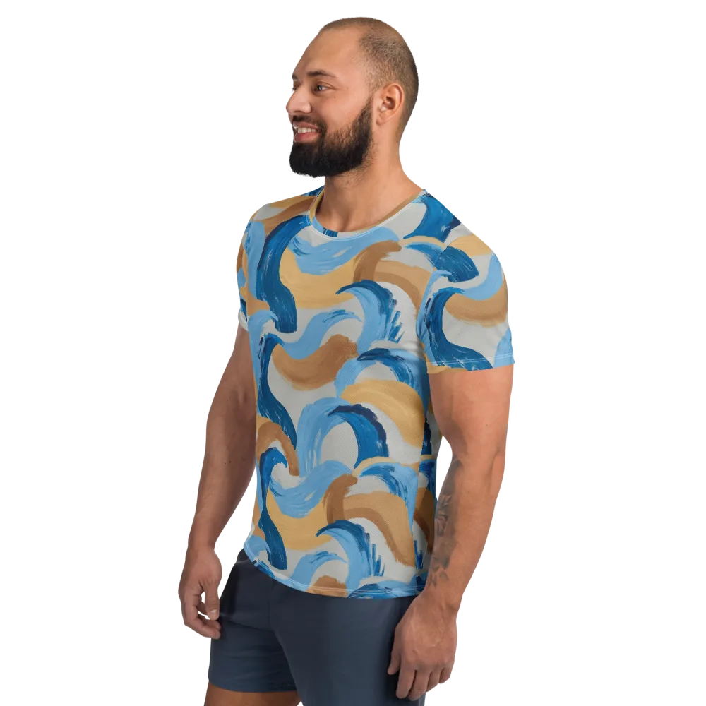 Ochre Swell on Men's Athletic T-Shirt — Left