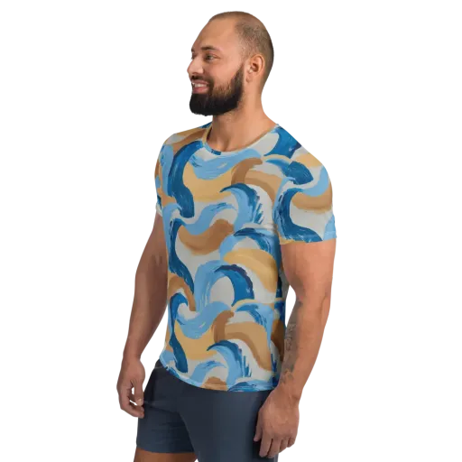 Ochre Swell on a Men's Athletic T-Shirt