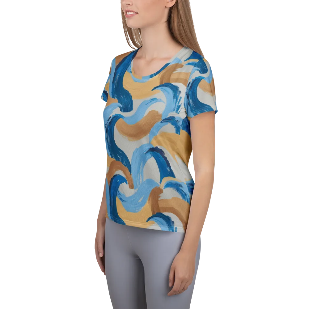 Ochre Swell on Women's Athletic T-Shirt — Left