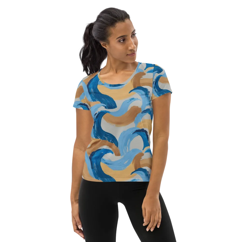 Ochre Swell on Women's Athletic T-Shirt — Front