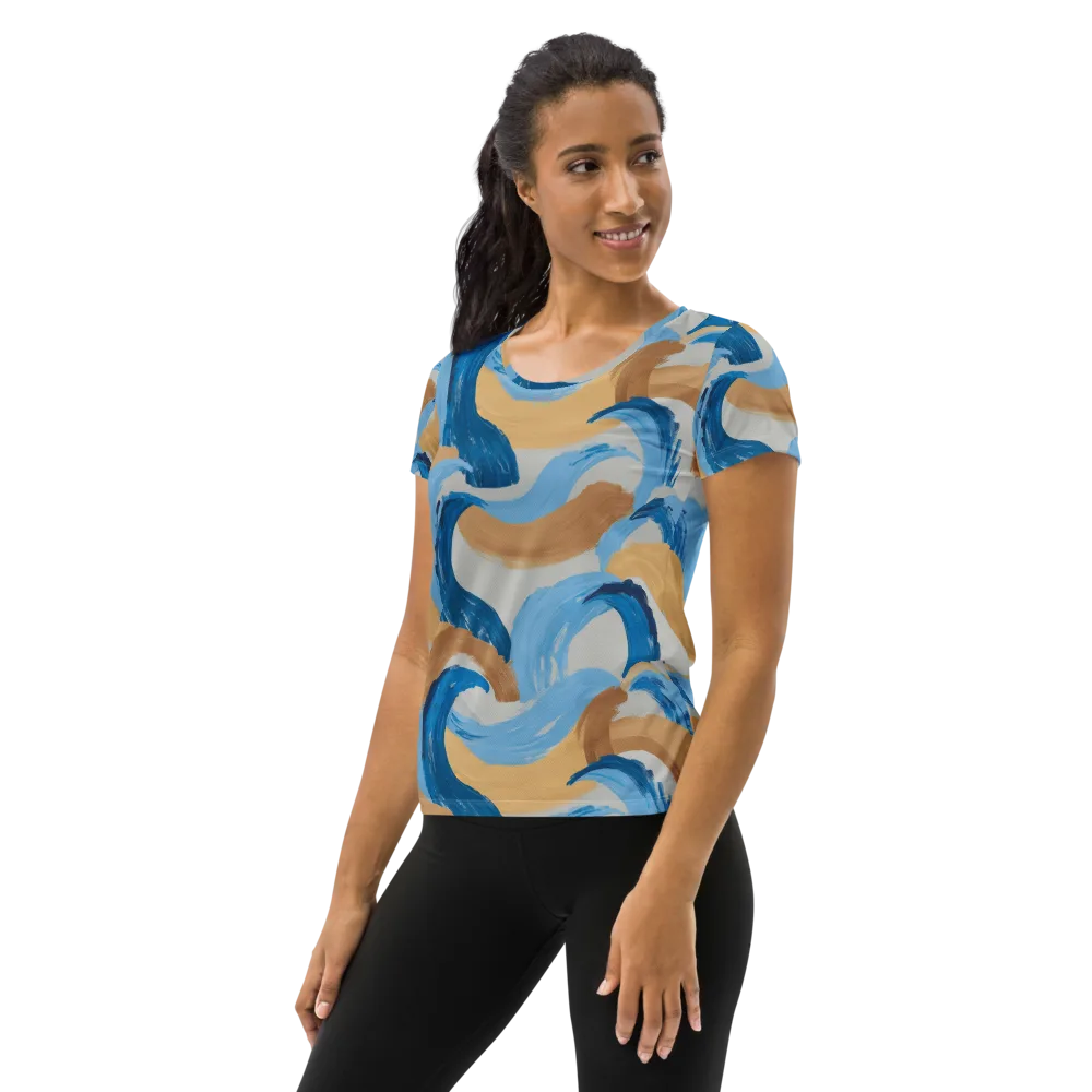 Ochre Swell on Women's Athletic T-Shirt — Left