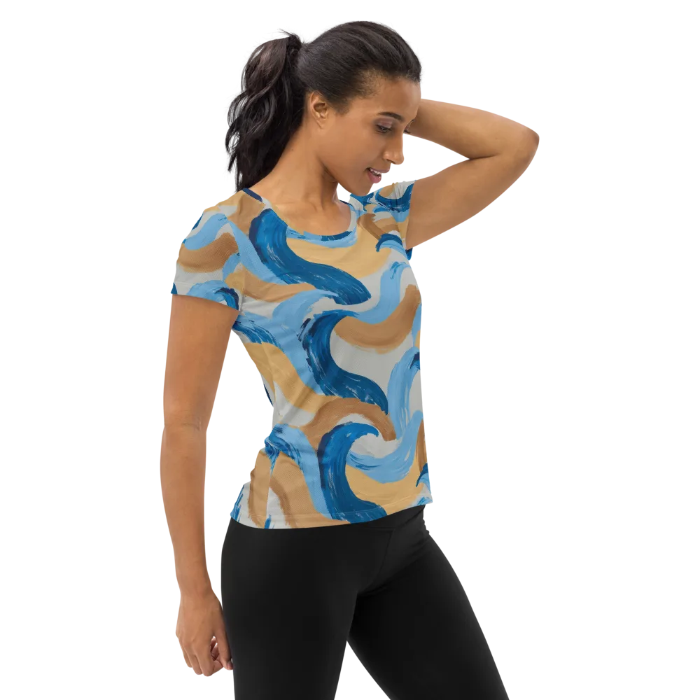 Ochre Swell on Women's Athletic T-Shirt — Right