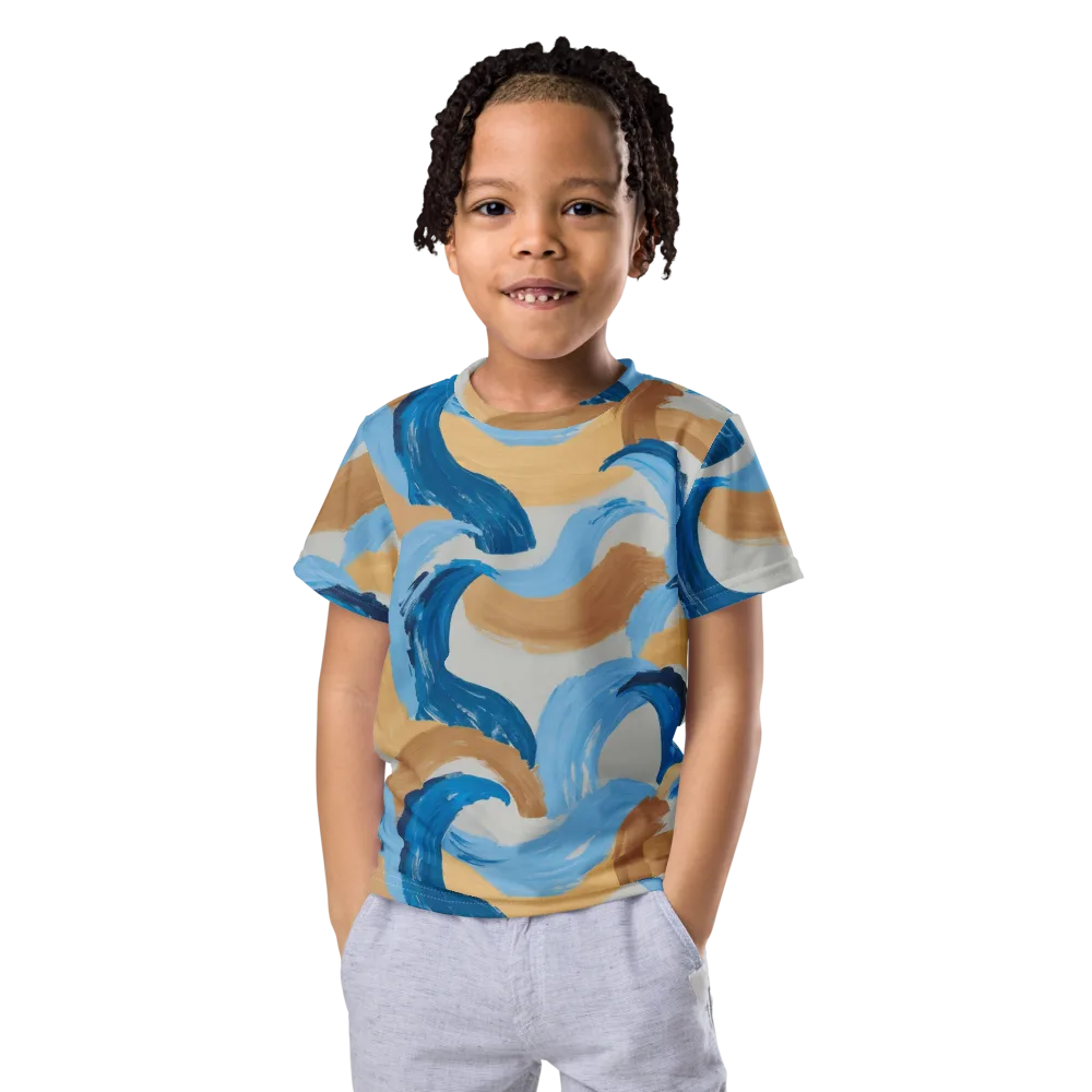 Ochre Swell on Kids Crew Neck T-Shirt — Front