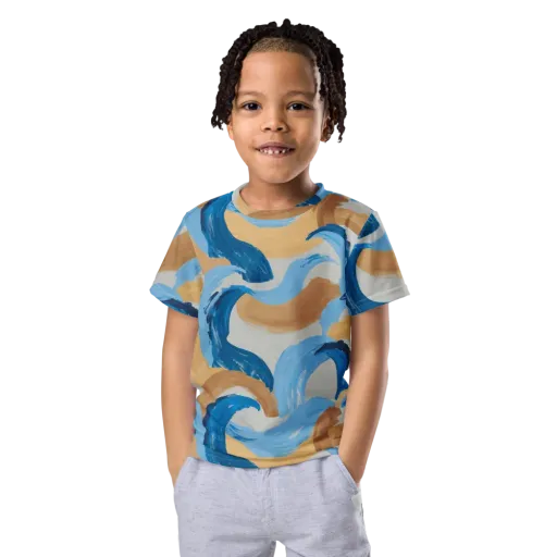 Ochre Swell on a Kids Crew Neck T-Shirt