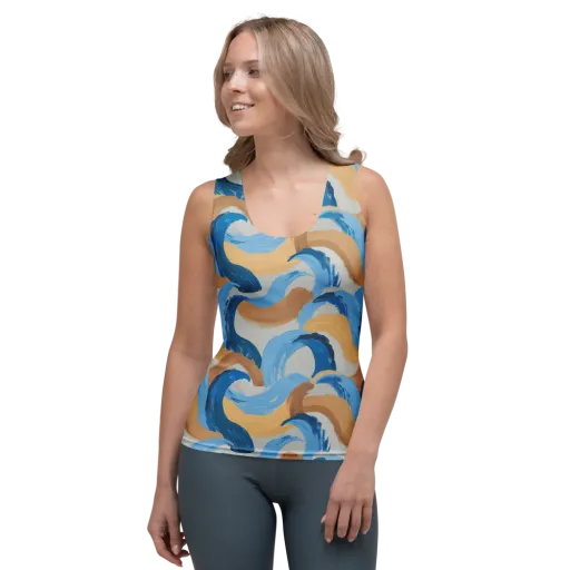 Ochre Swell on a Women's Tank Top
