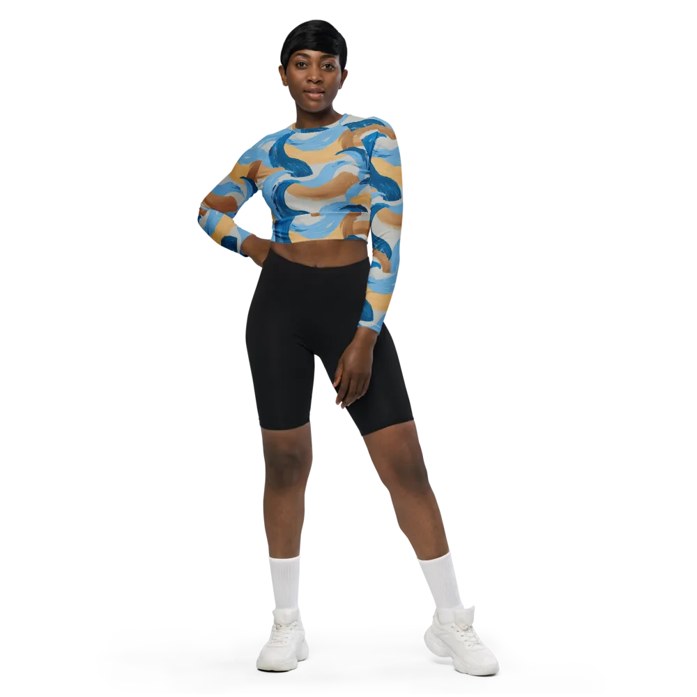 Ochre Swell on Long Sleeve Crop Top — Front