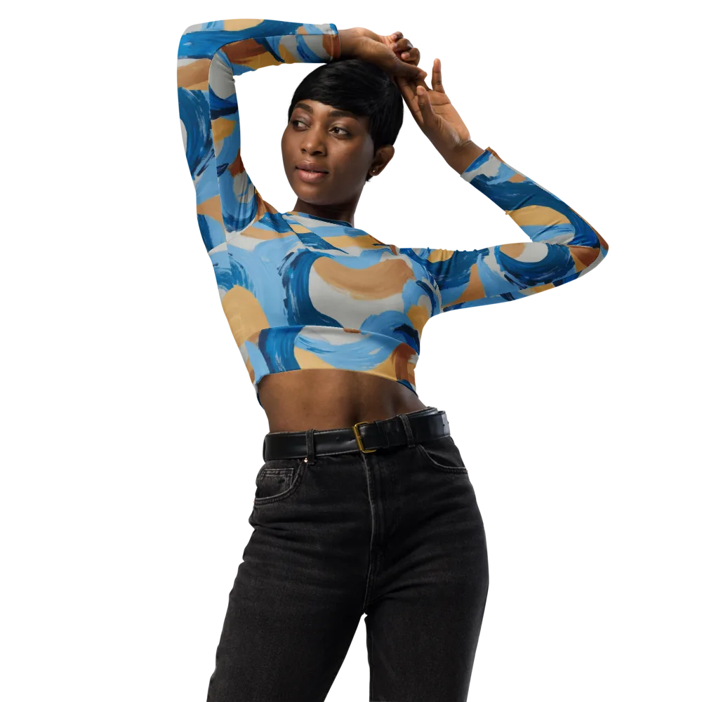 Ochre Swell on Long Sleeve Crop Top — Front