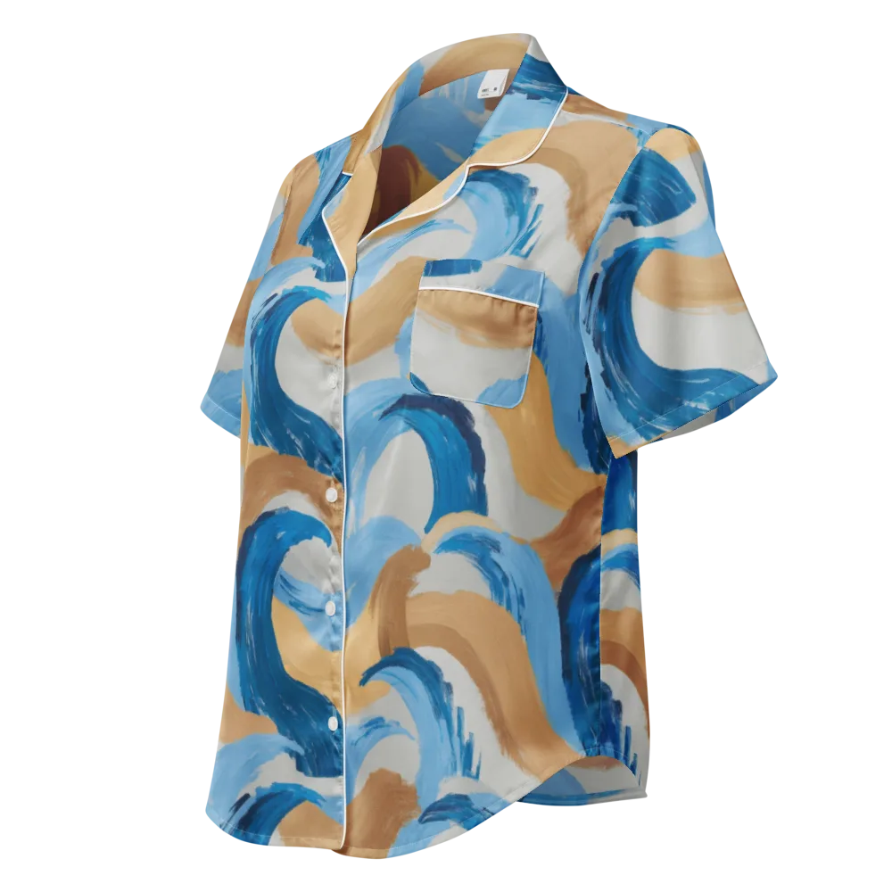 Ochre Swell on Women's Short Sleeve Pajama Top — Left Front