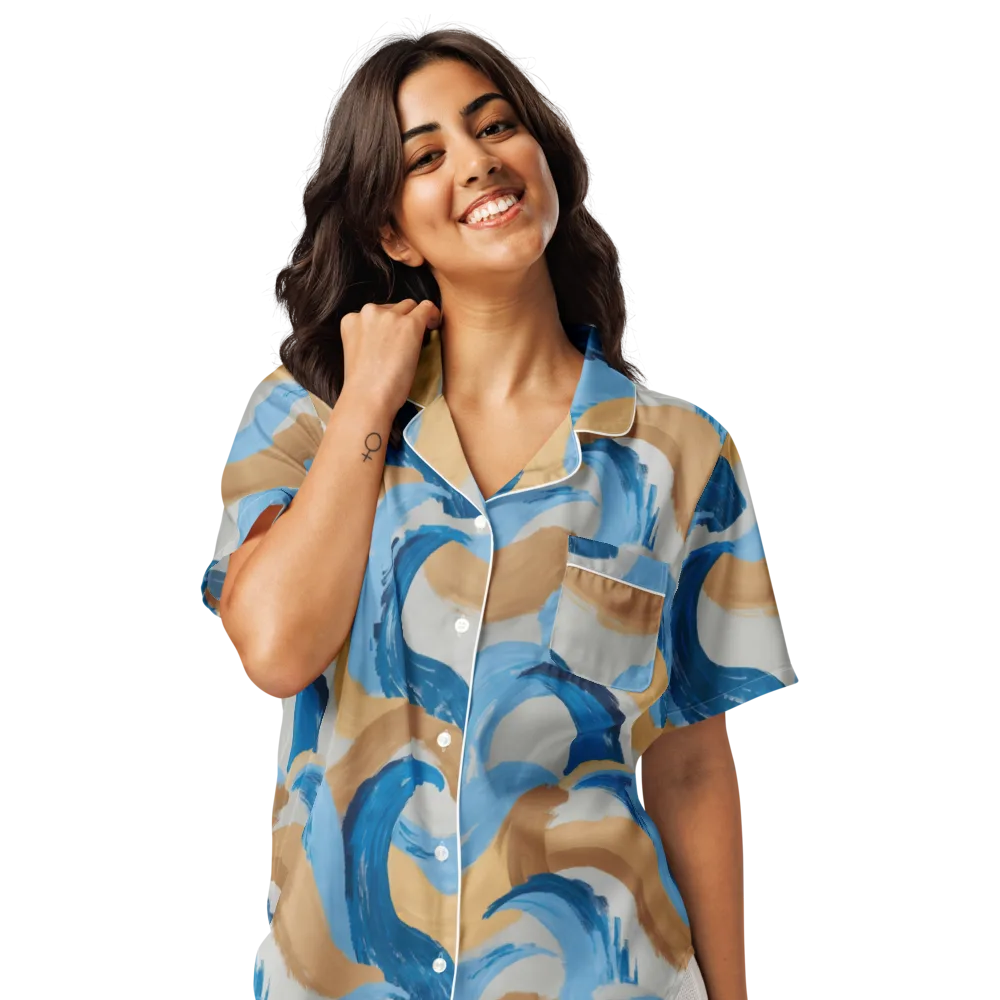 Ochre Swell on Women's Short Sleeve Pajama Top — Front