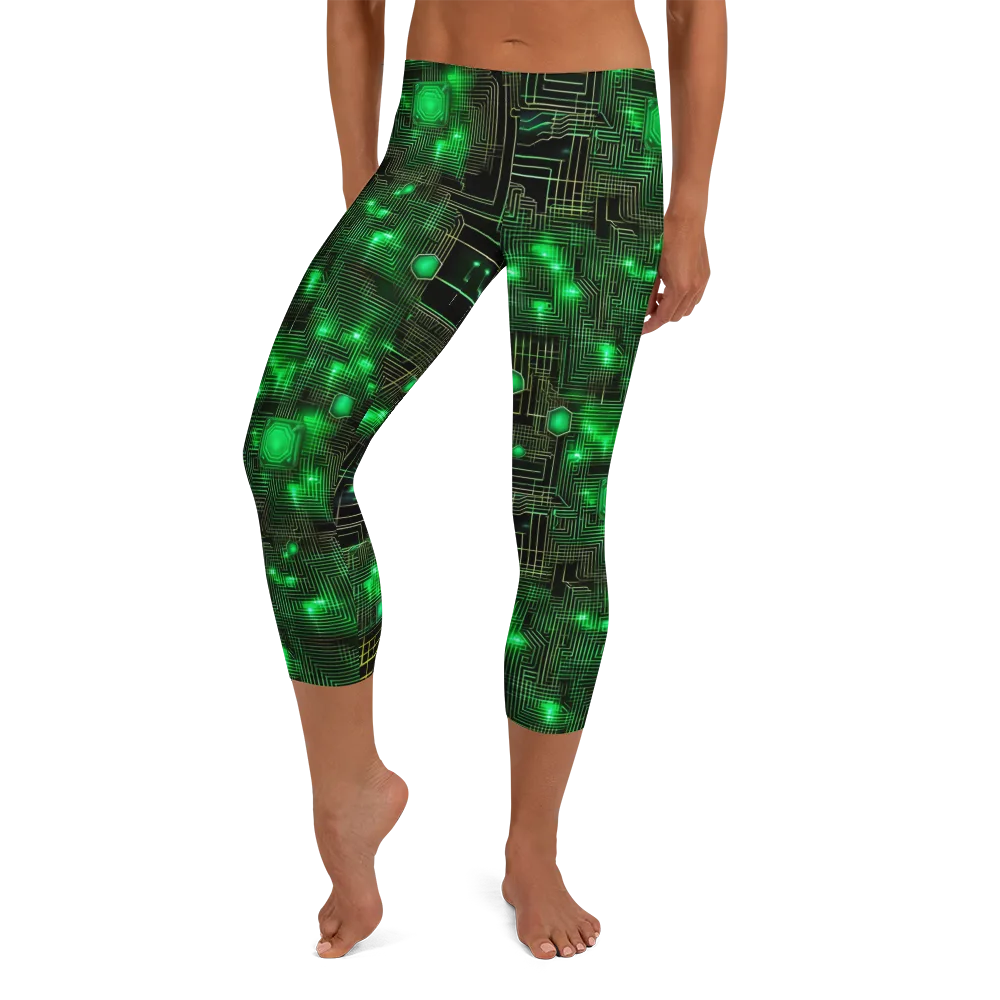 Neon Motherboard on Capri Leggings — Front
