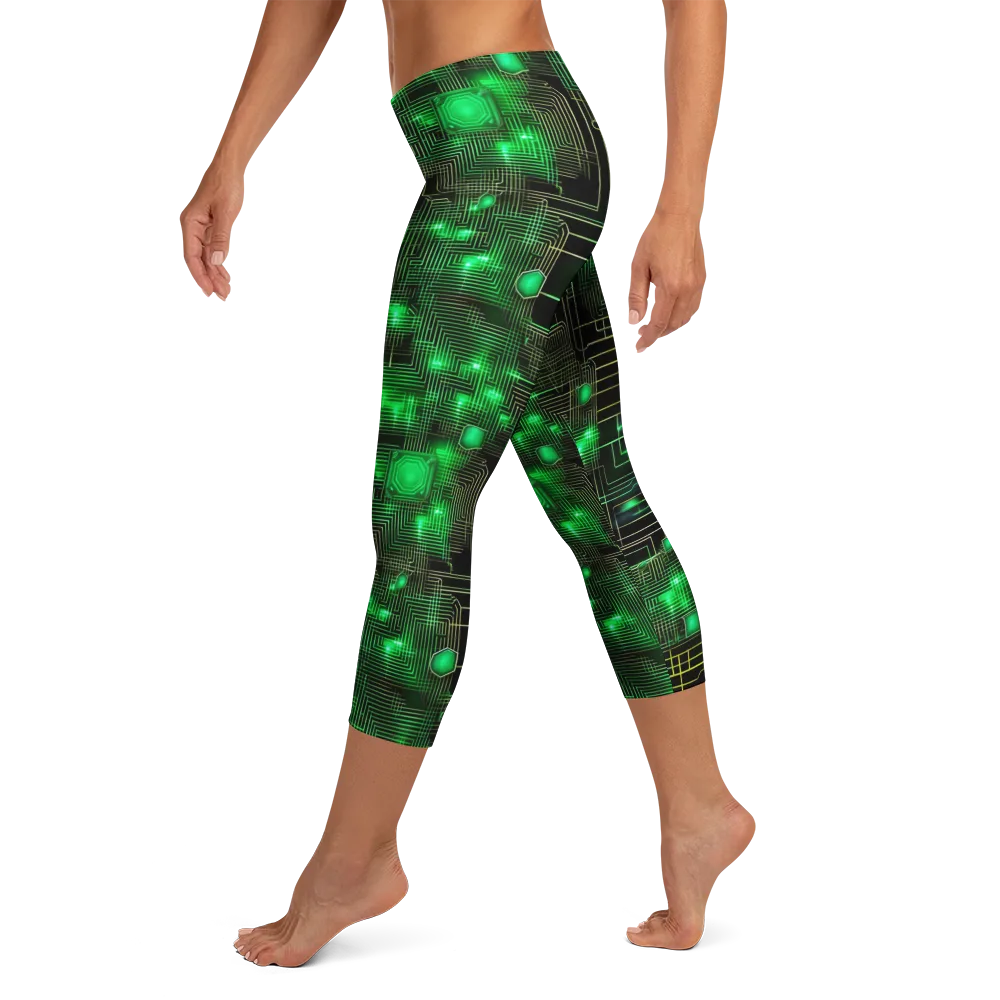 Neon Motherboard on Capri Leggings — Left