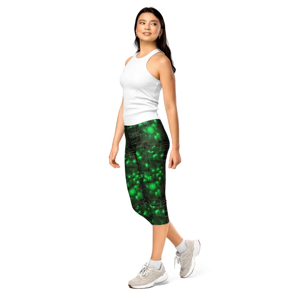 Neon Motherboard on Capri Leggings — Left Front