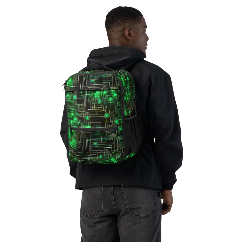 Neon Motherboard on Utility Backpack — Back