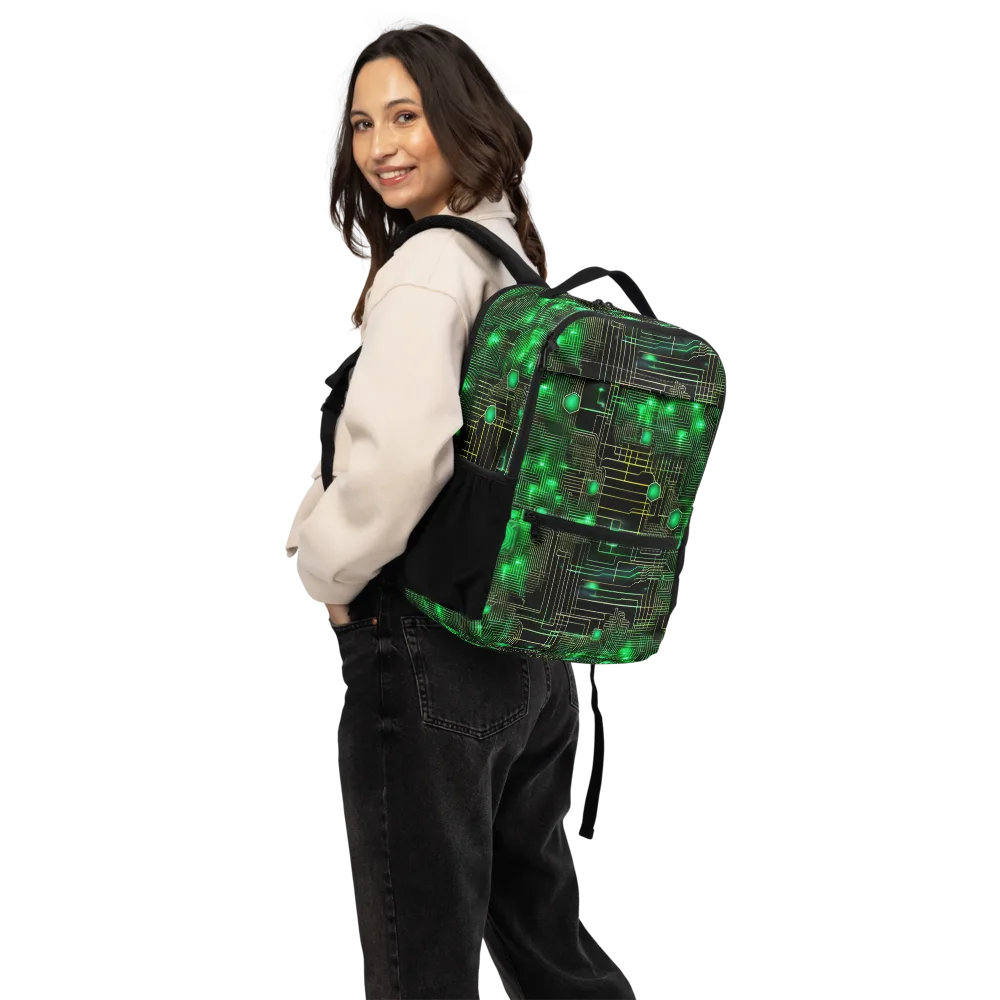 Neon Motherboard on Utility Backpack — Back