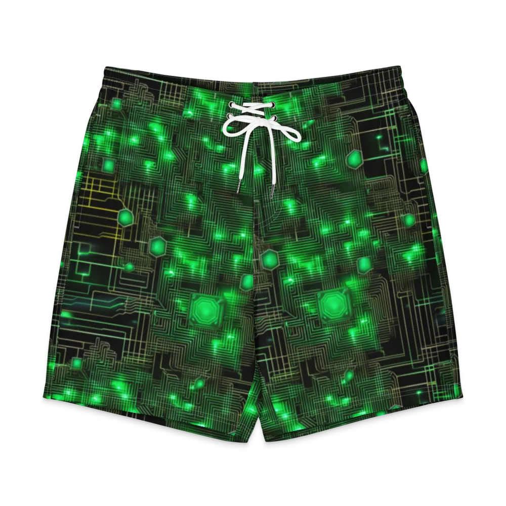 Neon Motherboard on Men's Board Shorts — Front