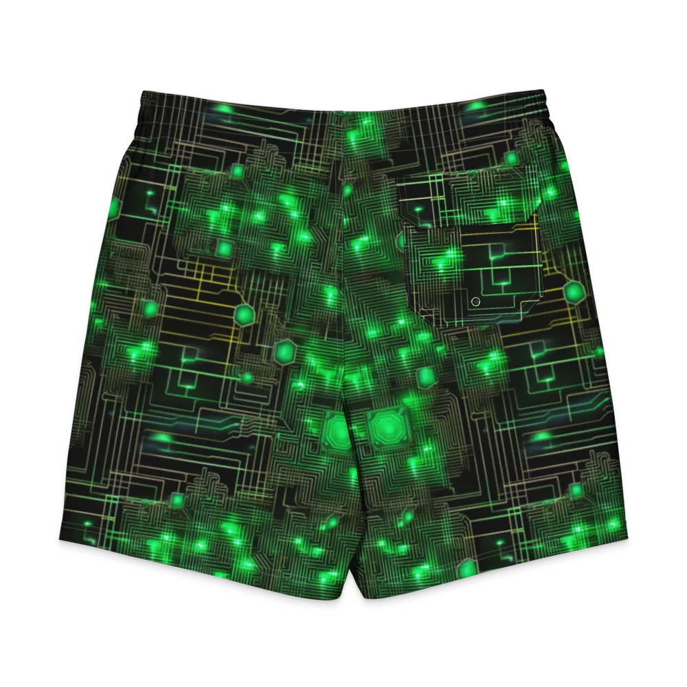 Neon Motherboard on Men's Board Shorts — Back