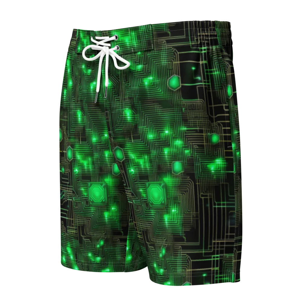 Neon Motherboard on Men's Board Shorts — Front