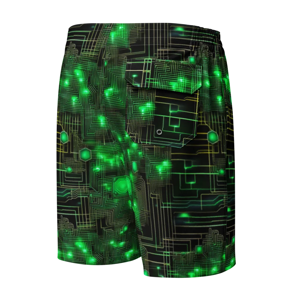Neon Motherboard on Men's Board Shorts — Back