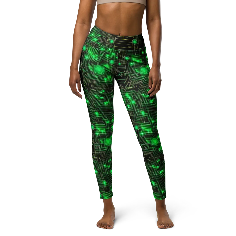 Neon Motherboard on Yoga Leggings — Front