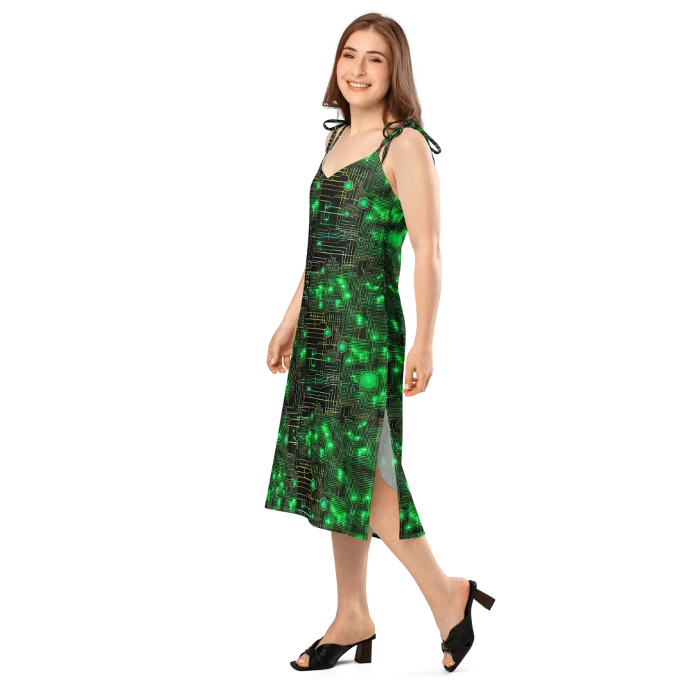 Neon Motherboard on Slip Dress — Left Front