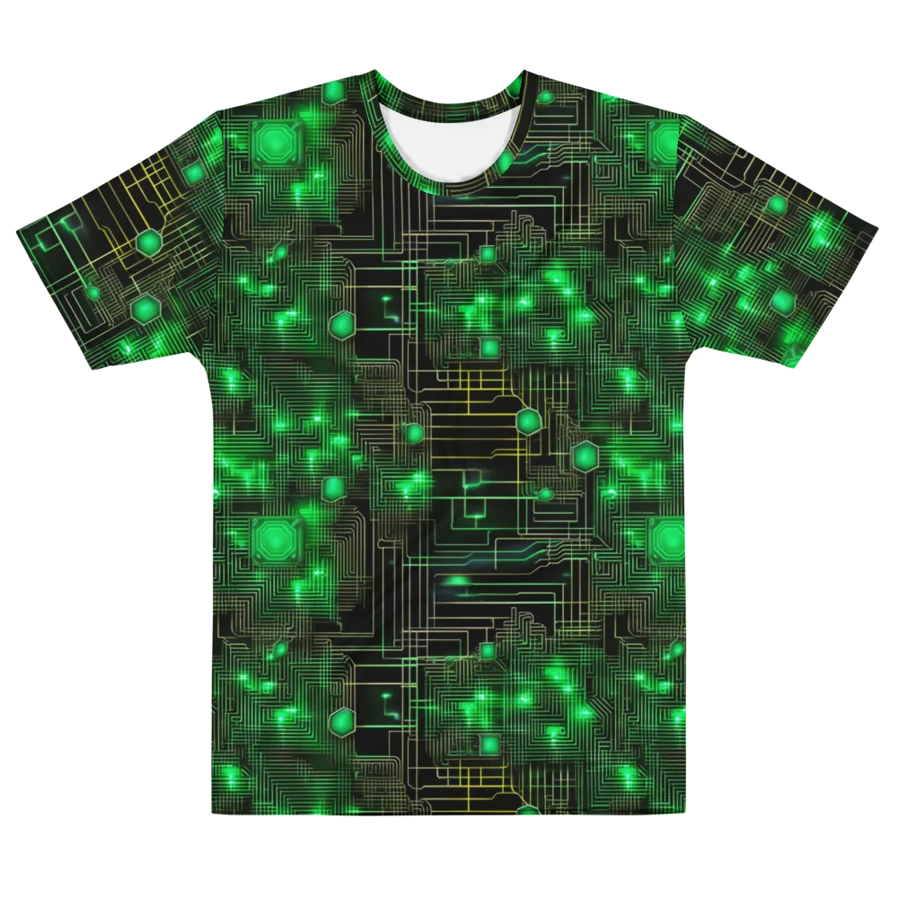 Neon Motherboard on Men's Crew Neck T-Shirt — Front