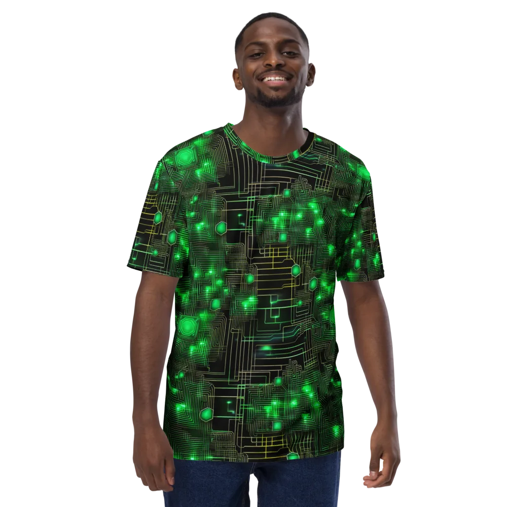 Neon Motherboard on Men's Crew Neck T-Shirt — Front