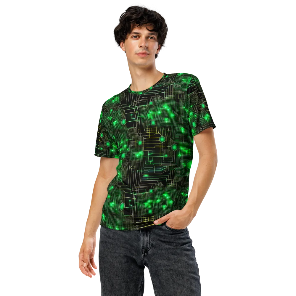Neon Motherboard on Men's Crew Neck T-Shirt — Front