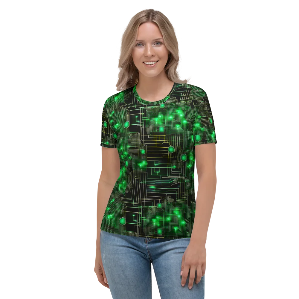 Neon Motherboard on Women's Crew Neck T-Shirt — Front