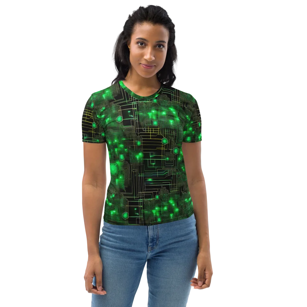 Neon Motherboard on Women's Crew Neck T-Shirt — Front