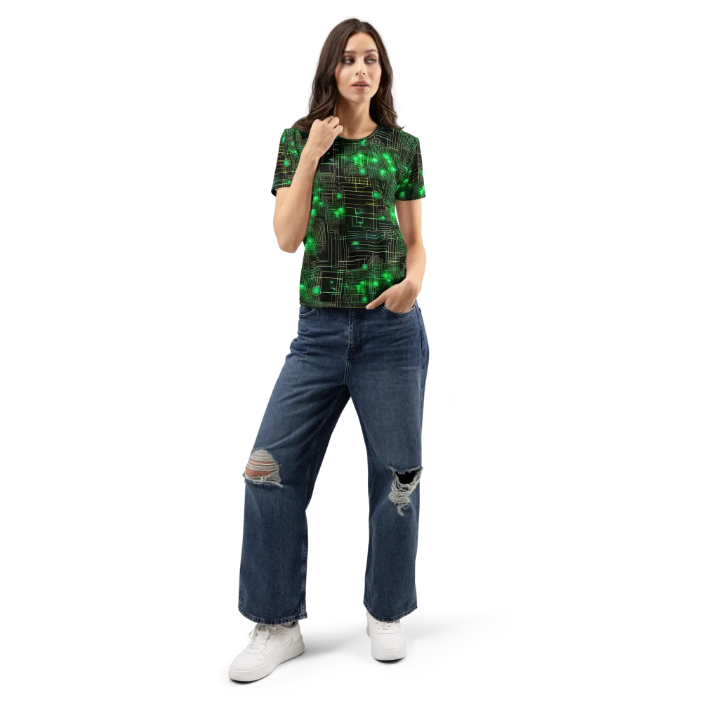 Neon Motherboard on Women's Crew Neck T-Shirt — Front