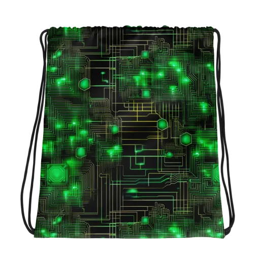 Neon Motherboard on a Drawstring Bag
