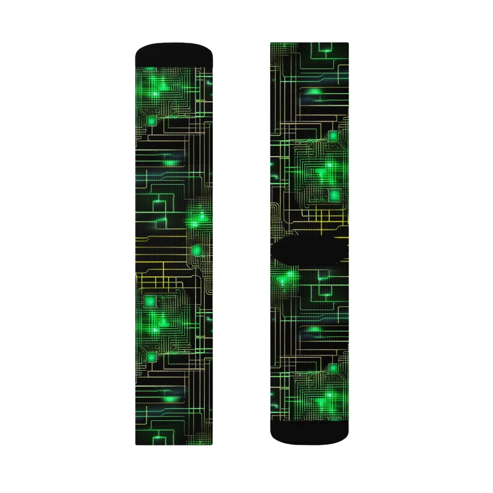 Neon Motherboard on Socks — Right Sock