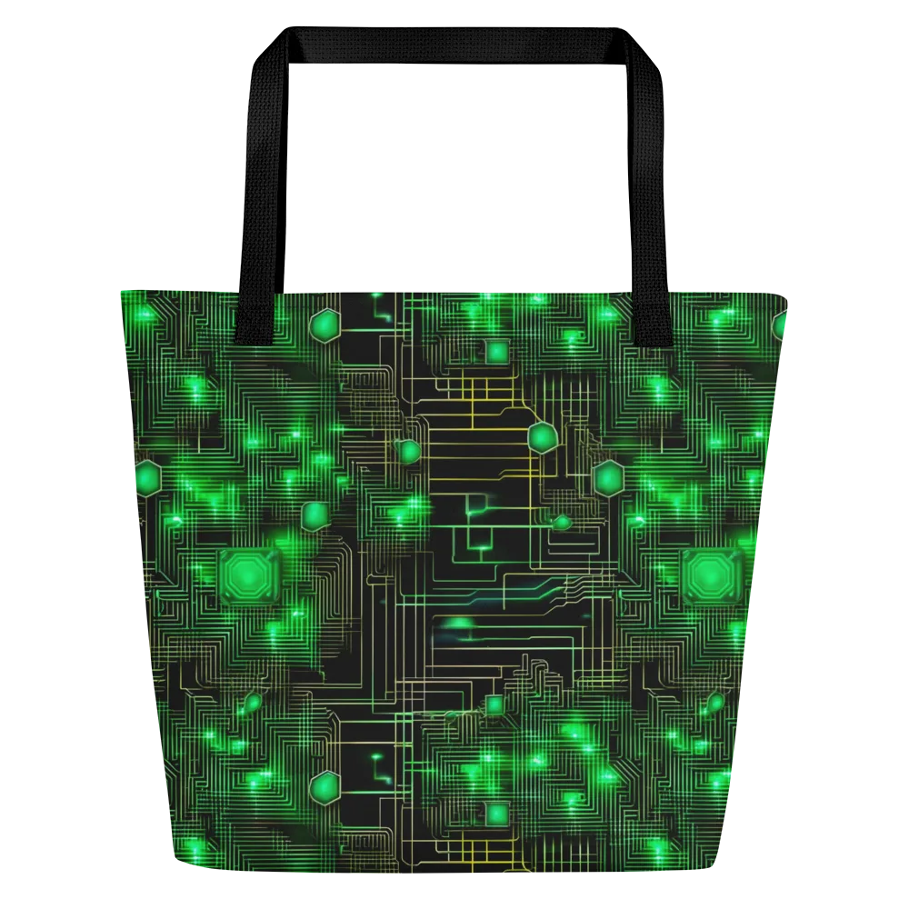 Neon Motherboard on Large Tote Bag W/ Pocket — Front