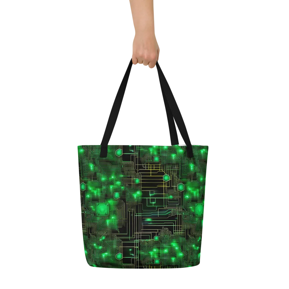 Neon Motherboard on Large Tote Bag W/ Pocket — Front