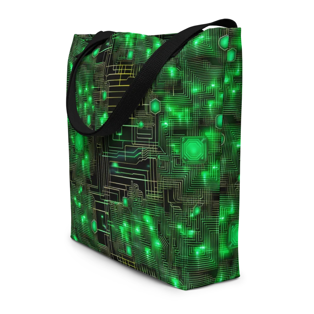 Neon Motherboard on Large Tote Bag W/ Pocket — Front