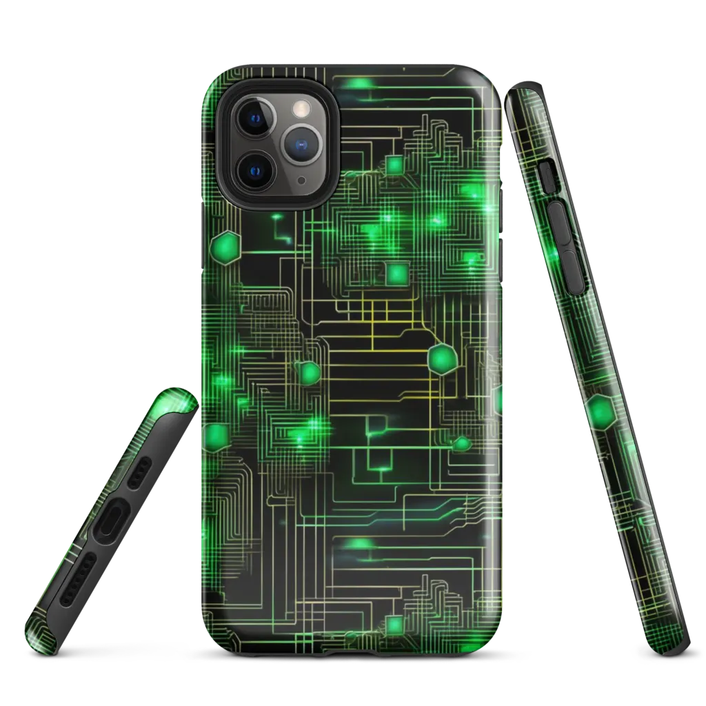 Neon Motherboard on Tough Case for iPhone® — Front