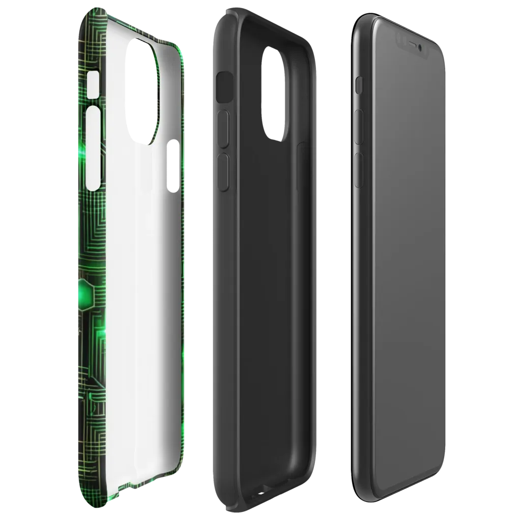 Neon Motherboard on Tough Case for iPhone® — Right