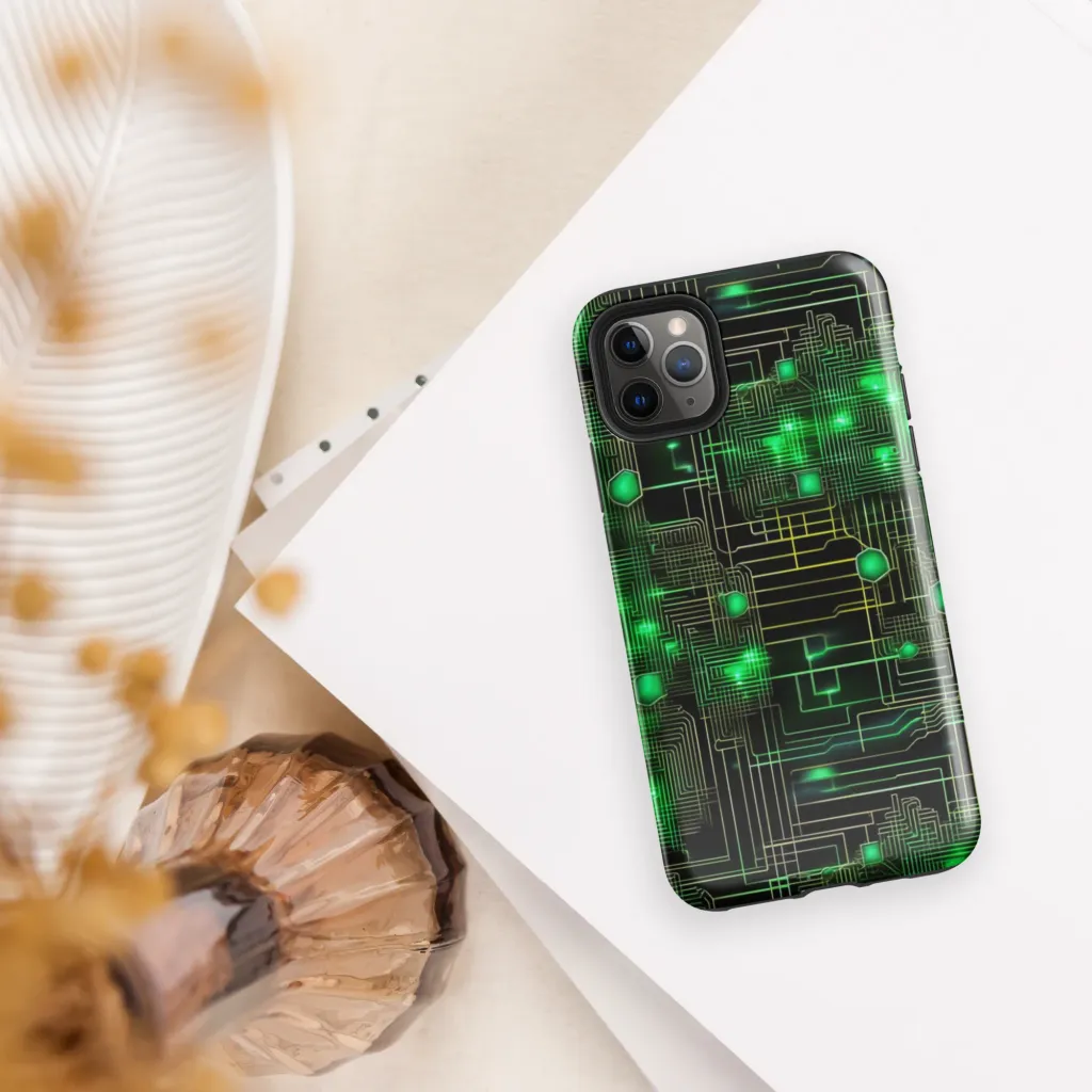 Neon Motherboard on Tough Case for iPhone® — Front