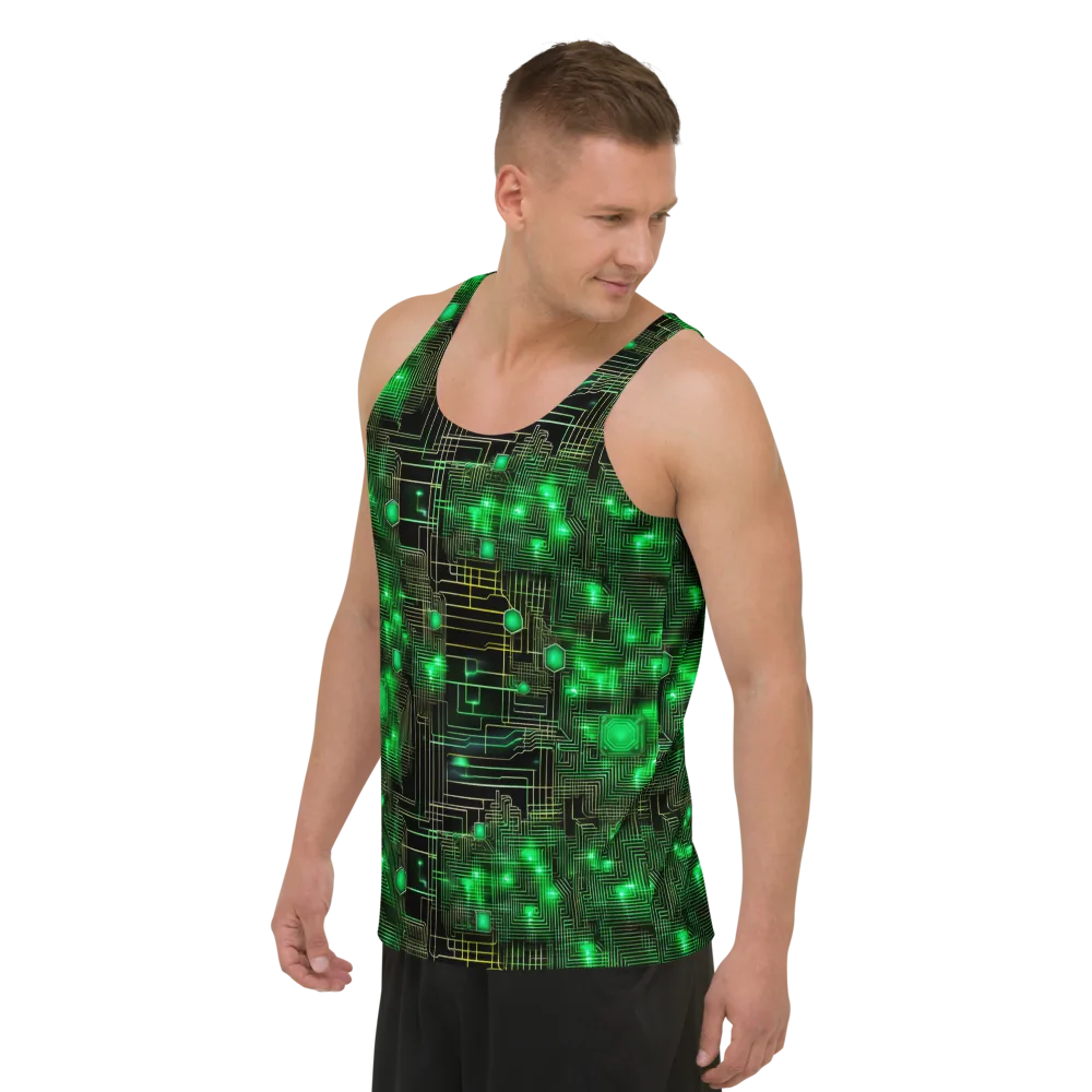 Neon Motherboard on Men's Tank Top — Left Front
