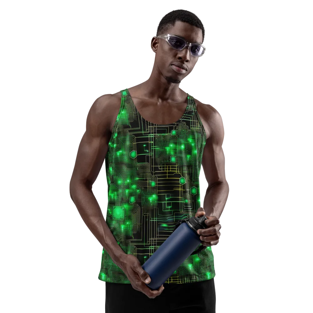 Neon Motherboard on Men's Tank Top — Front
